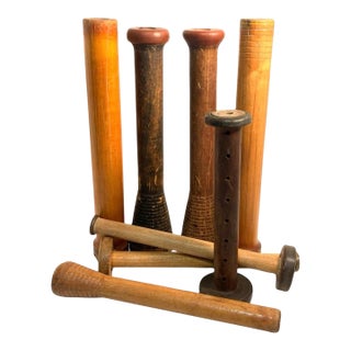 Early 20th Century Wooden Textile Quills Mixed Set of 8 For Sale