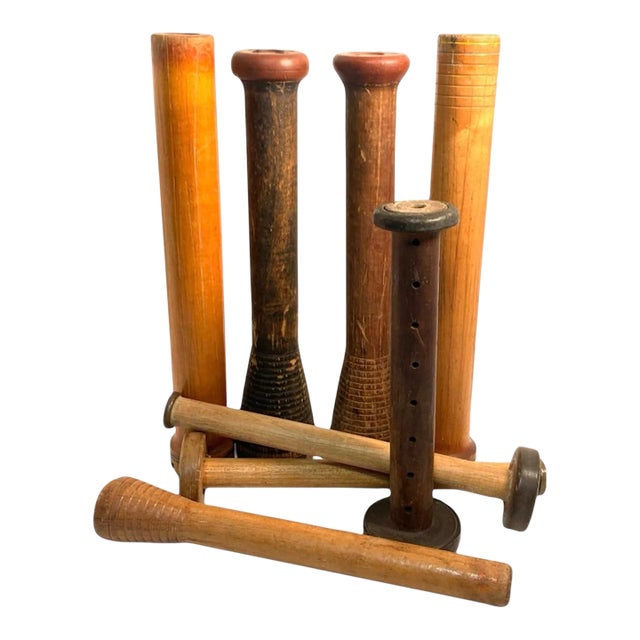 Early 20th Century Wooden Textile Quills Mixed Set of 8 For Sale