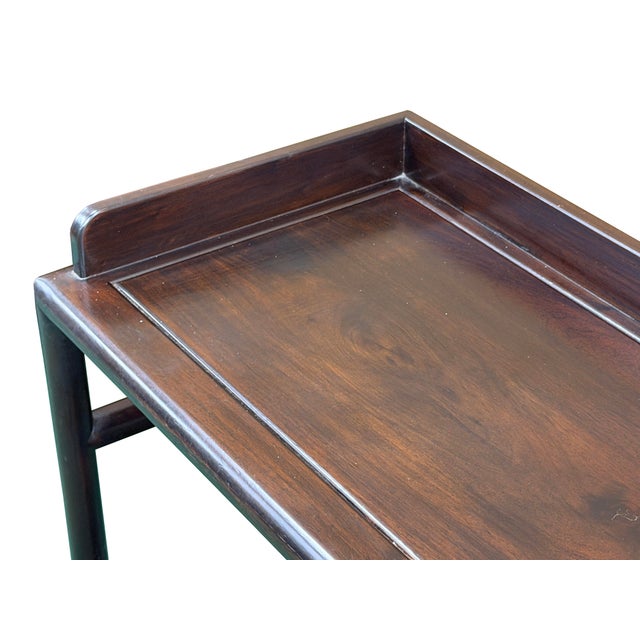Natural Wood Dark Brown Minimalistic Slim Legs Console Foyer Side Table For Sale - Image 9 of 14