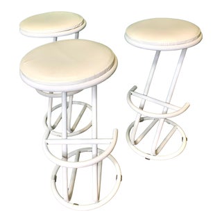1980s Post Modern “Z” Style Bar Stools - Set of 3 For Sale