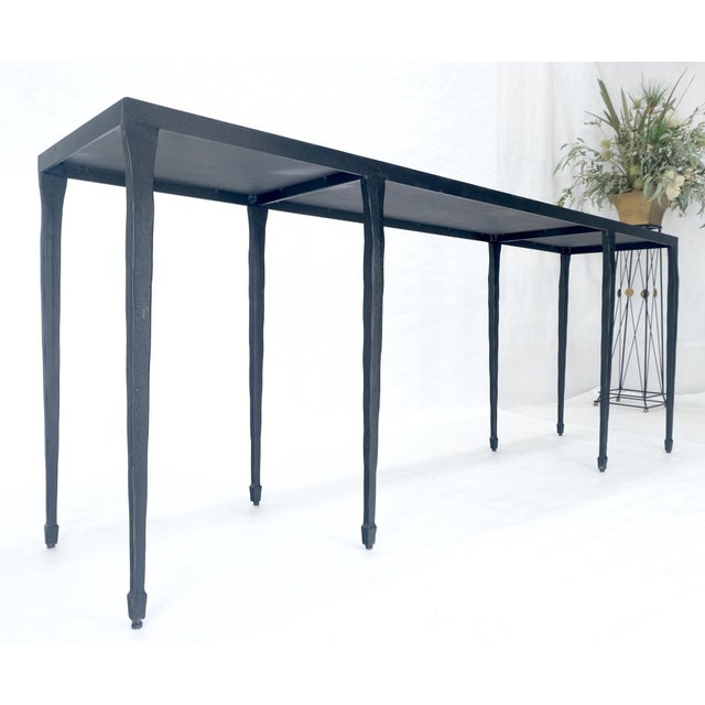 Wrought Iron Blacksmith Work Gallery Top 19x84" Long Console Sofa Table MINT For Sale - Image 6 of 14