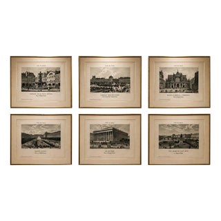 Paris Views: Palais Royal, Bourse, 1855, Engravings, Set of 6 For Sale