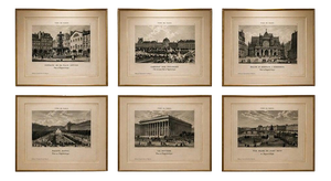 Paris Views: Palais Royal, Bourse, 1855, Engravings, Set of 6