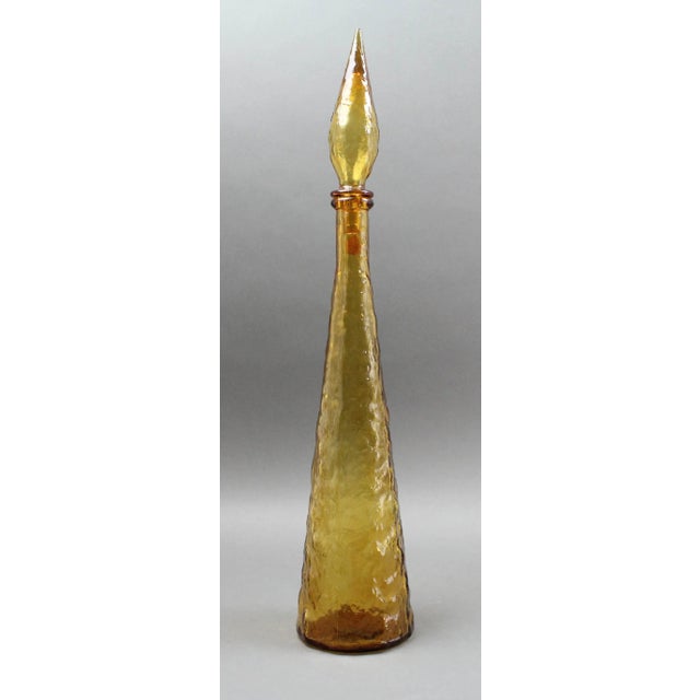 Mid-Century Modern Guildcraft Italy Amber Empoli Glass Decanter Genie Bottle Mid Century Modern For Sale - Image 3 of 10