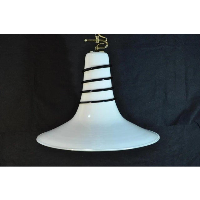 Glass Vintage Mid Century Modern Murano Blown Glass Bell Pendant Chandelier Fixture For Sale - Image 7 of 8