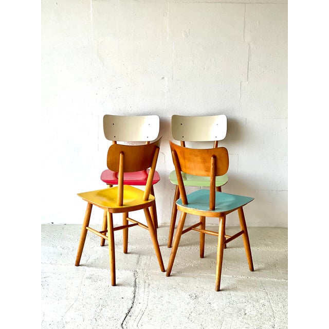 Vintage Dining Chairs from Ton, 1950, Set of 4 For Sale - Image 4 of 18