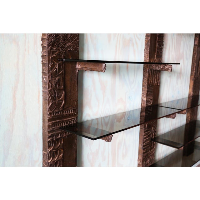 Paul Evans Pe71 Bronzed Resin and Glass Floating Bookshelf Wall Unit C. 1970s For Sale - Image 12 of 16