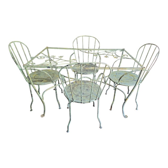 Vintage Salterini Style Patio Table and Chairs For Sale