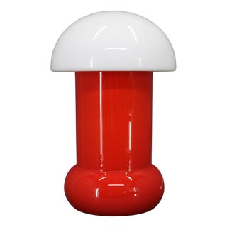 Opaline Glass Mushroom Table Lamp, 1970s For Sale