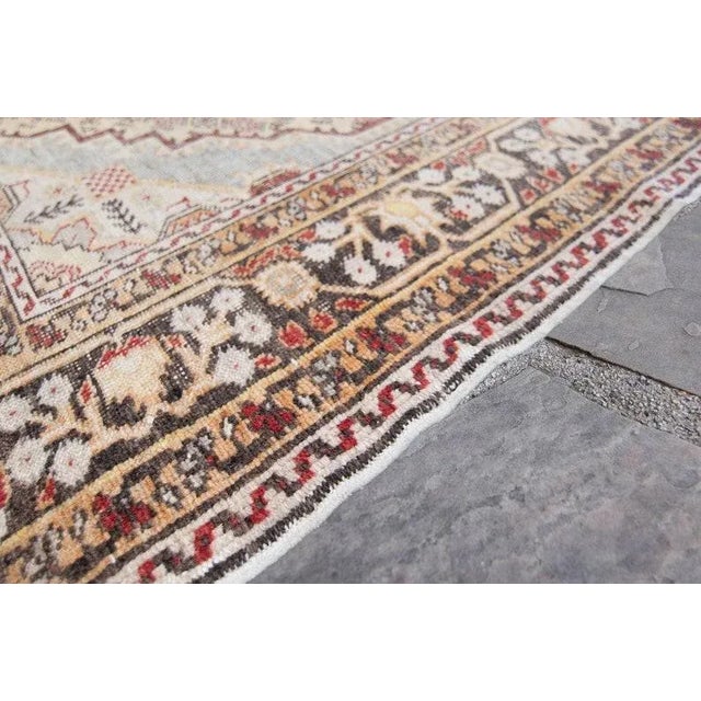 1950s 1950s Vintage Oushak Medallion Rust Red Brown Small Accent Hand-Knotted Wool Rug 1950s - 4’3” X 6’ For Sale - Image 5 of 10