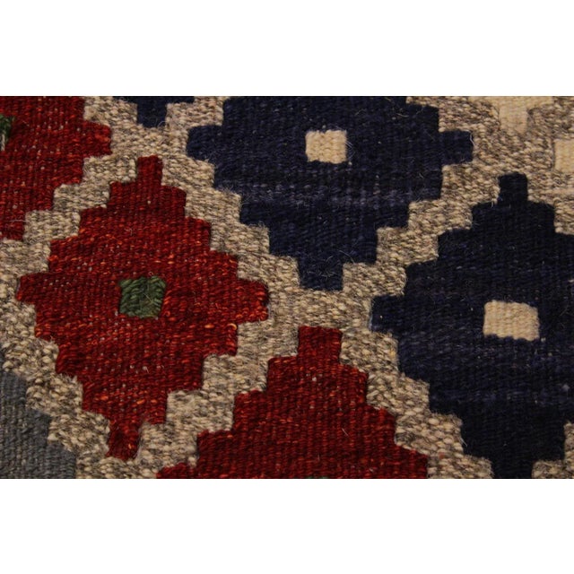 1990s 1990s 1990s Kilim Gray Red Wool Rug - 8'9" X 10'1" For Sale - Image 5 of 7