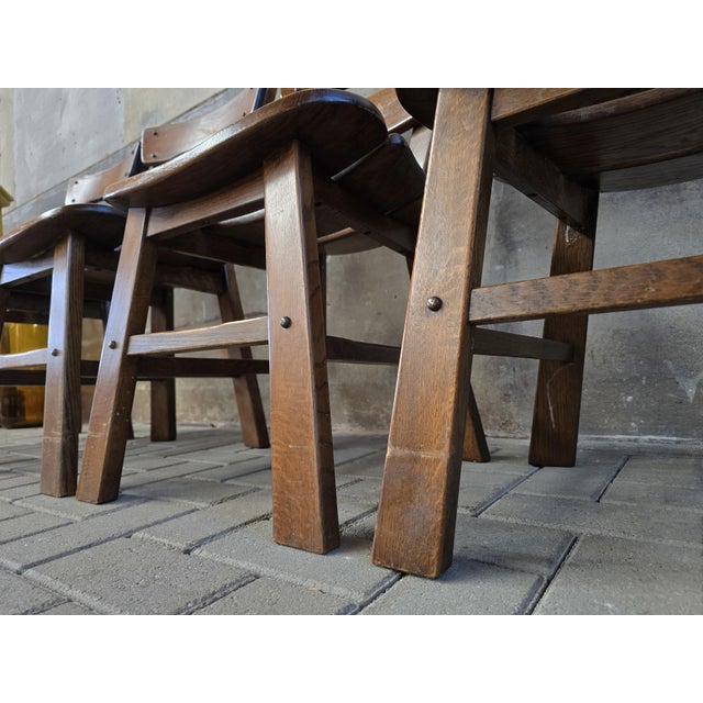 Brutalist Oak Dining Chairs, 1970s, Set of 4 For Sale - Image 4 of 18