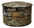 5" Oriental Black Glaze Porcelain Stack Round Box Golden Flower Graphic For Sale