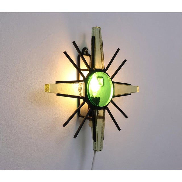 1960s Danish Metal and Glass Sunburst Wall Lamp, 1960s For Sale - Image 5 of 11