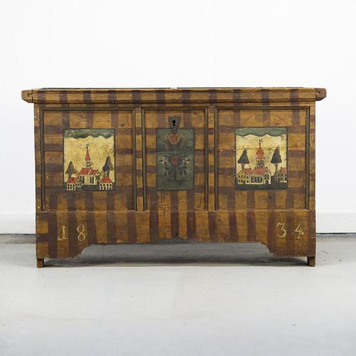Early 19th Century Painted Folk Art Chest, 1834 For Sale - Image 5 of 9
