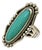1970s Vintage Southwestern Navajo Elongated Oval Turquoise & Sterling Ring, Artist Signed, Size 7.75 For Sale