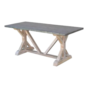 Zinc Top Farm Table in Vintage Heart-Pine by Petersen Antiques