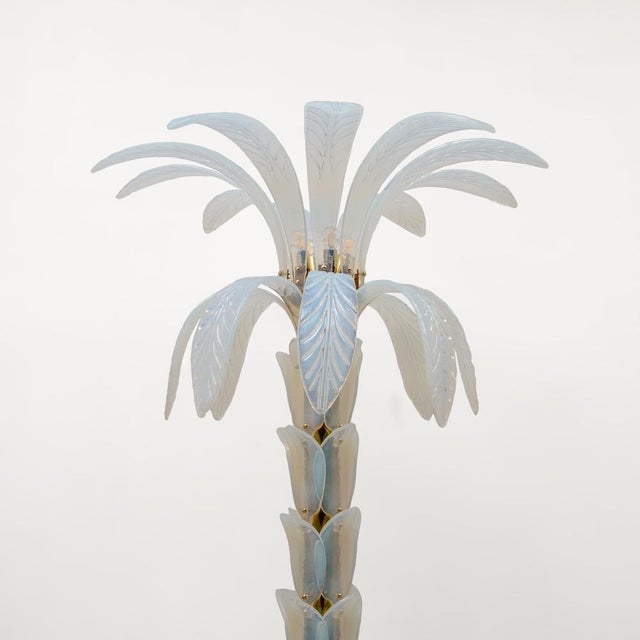Iridescent Murano Glass and Brass Palm Tree Floor Lamp, 2000 For Sale - Image 4 of 10