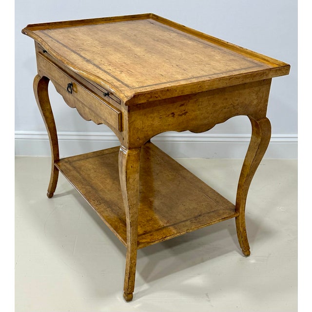 Minton-Spidell Minton-Spidell Regency Style Faux Burl Console Table With Pull-Out Shelf, Drawer & Lower Tier For Sale - Image 4 of 12