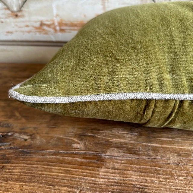 French Cotton Velvet Lumbar Pillow With Jute Trim Chairish