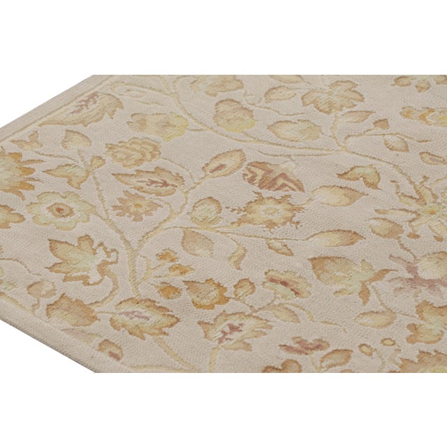Rug & Kilim’s Tudor Style Rug in White With Beige-Brown Floral Patterns For Sale In New York - Image 6 of 7