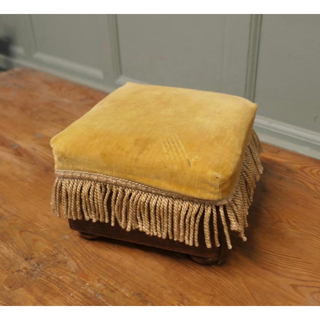Victorian Mustard Velvet Ottoman For Sale - Image 5 of 8