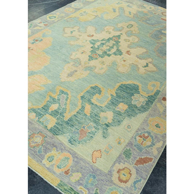 Blue Turkish Oushak Rug 5'11" x 8'11" #19233 For Sale - Image 8 of 8