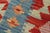 Blue Shabby Chic Kilim Kelvin Red Blue Hand-Woven Wool Rug For Sale - Image 8 of 9
