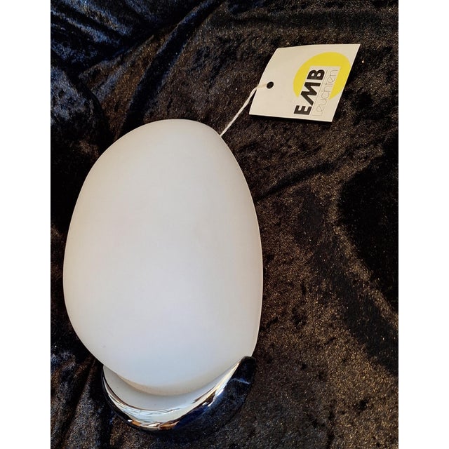Vintage Wall Lamp with Chrome-Plated Metal Frame and White Glass Shade by EMB, 2000s For Sale - Image 4 of 9