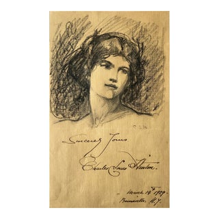 Charles Louis Hinton Classical Portrait Drawing For Sale