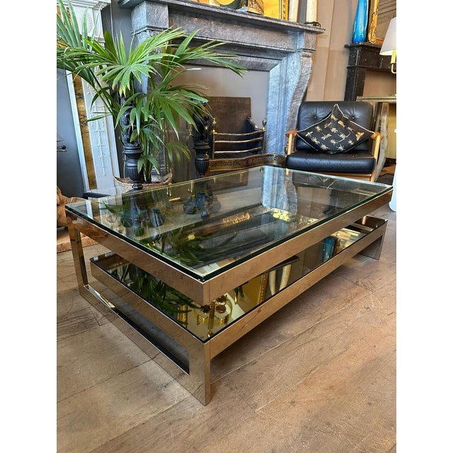 Vintage Gold Plated Two-Tier Coffee Table from Belgo Chrome, 1980 For Sale - Image 10 of 18