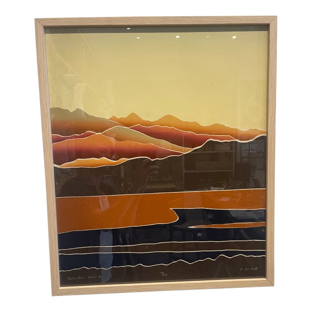 Mountain View II - Framed MCM Desert Lithograph For Sale
