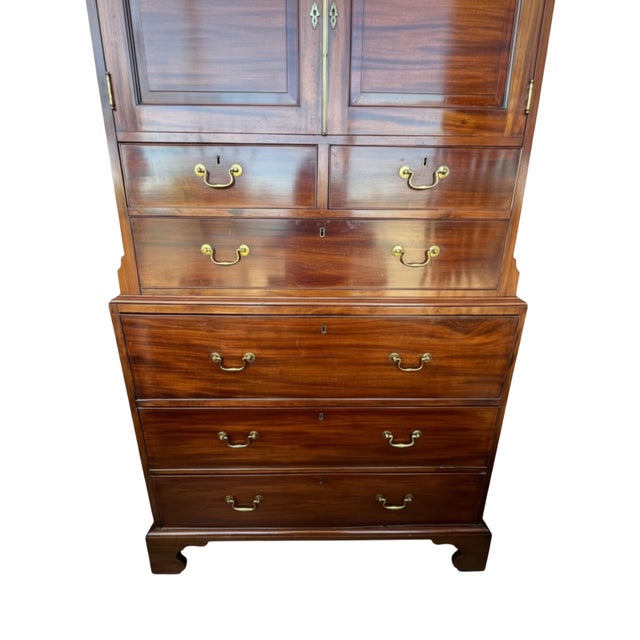 19th Century American Mahogany Linen Press Cabinet Butler's Desk Chippendale For Sale In Los Angeles - Image 6 of 13
