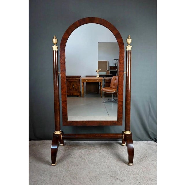 Traditional Large Empire Style Mirror in Mahogany with Cheval Glass, 1800s For Sale - Image 3 of 15