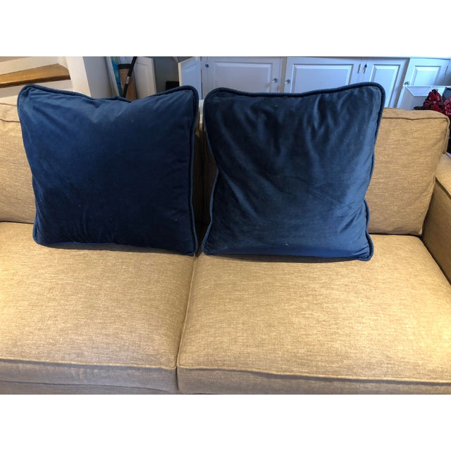 Navy Blue Velvet Pillows- a Pair For Sale In Boston - Image 6 of 6