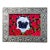 Contemporary Pug in Red Roses Small Dog Print by Judy Henn Vintage Tabletop Metal Frame For Sale