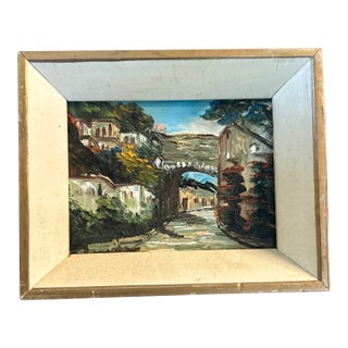 1970’s Miniature Impressionist European Cityscape Painting For Sale
