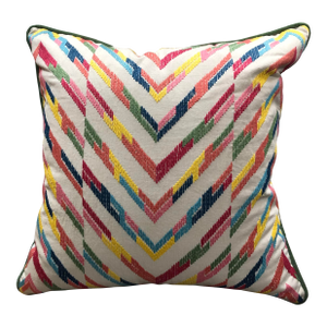Thibaut Hamilton Embroidery Pillow Cover 22"x22" Multi on Cream
