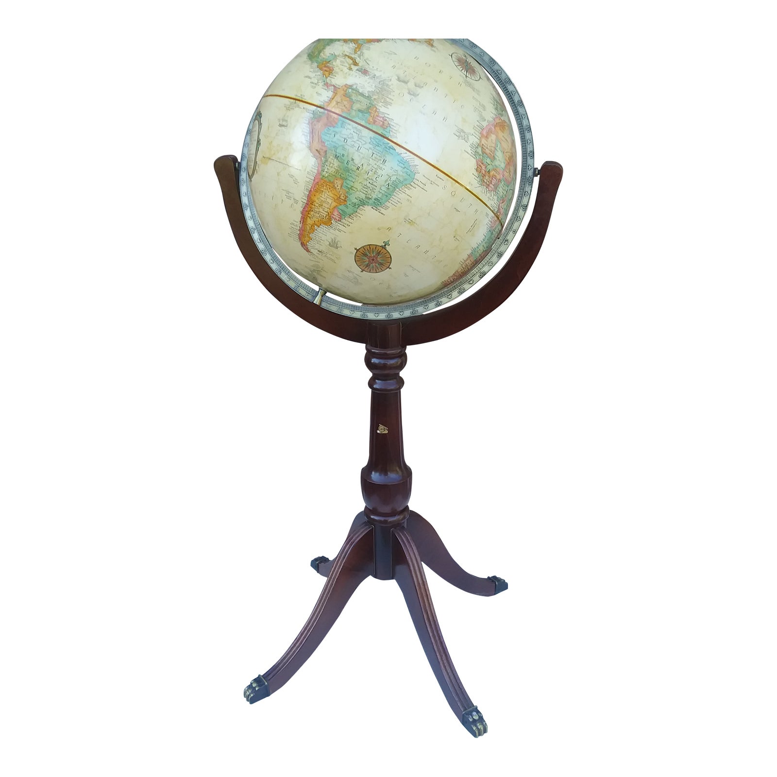 Mid Century Modern Replogle World Globe on Regency Mahogany Stand ...