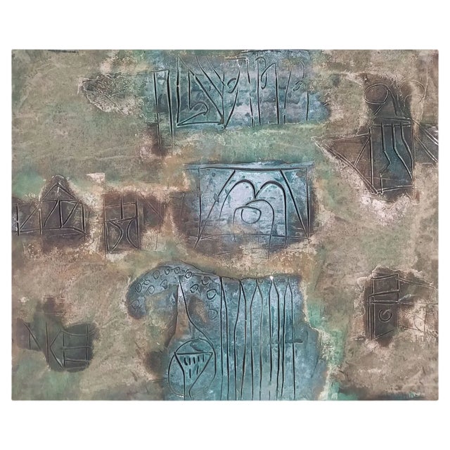 Hector Ramirez Ortega, Composition, 1990, Mixed Media on Canvas For Sale