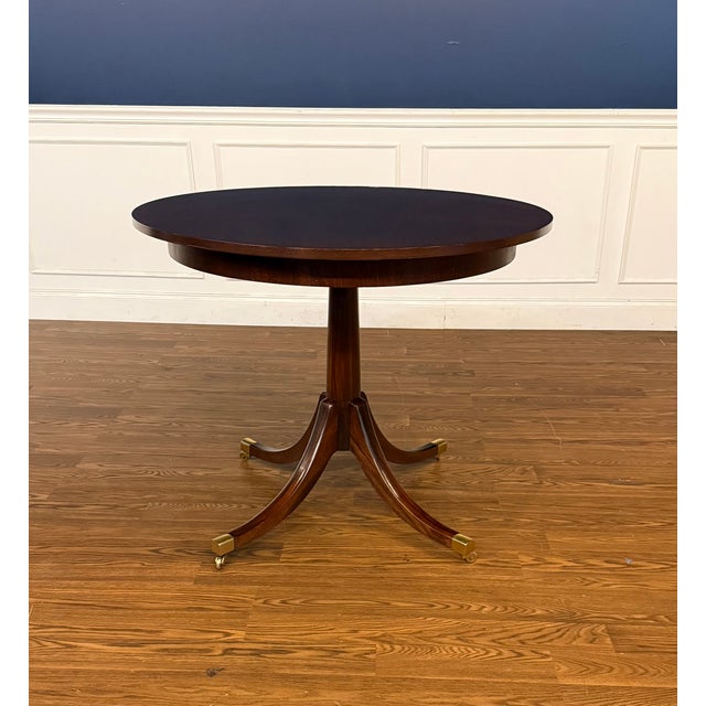 Leighton Hall Furniture Traditional Round Walnut Occasional Table by Leighton Hall - Showroom Sample For Sale - Image 4 of 10