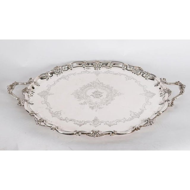 Antique Victorian Oval Silver Plated Tray by Thomas Bradbury & Sons, 19th Century For Sale - Image 5 of 18