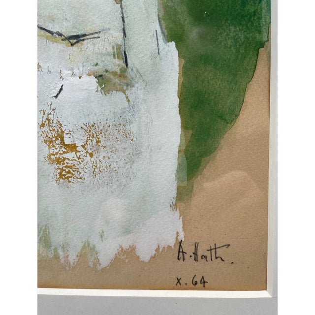 1960s Abstract Composition Mixed-Media Painting by Adrian Heath, Framed For Sale - Image 4 of 5