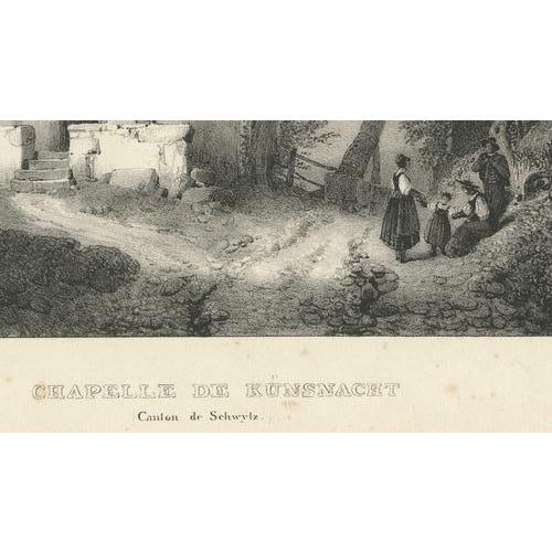 After Jules Louis Frédéric Villeneuve, Chapelle de Küsnacht, William Tell Scene, 1825, Lithograph For Sale - Image 6 of 9