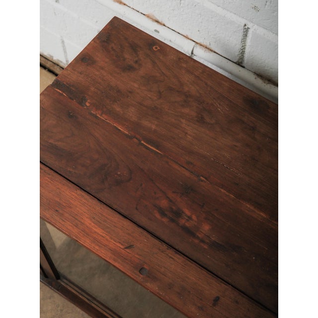 Vintage Wooden Glass Display Showcase With Dark Stained Frame For Sale - Image 4 of 5