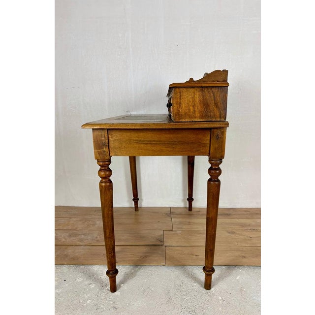English Oak Writing Desk with Raised Gallery and Drawers, 1930s For Sale - Image 15 of 17