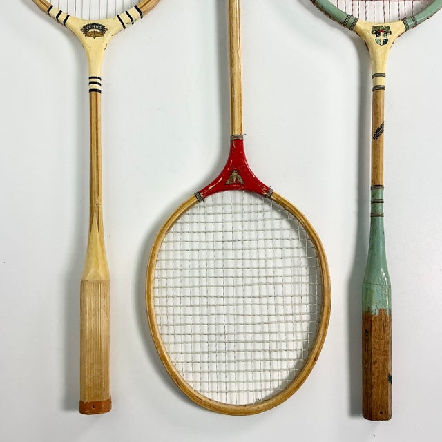 Mid 20th Century Mid-Century Boho Chic Vintage Badminton Rackets - Set of 3. For Sale - Image 5 of 9