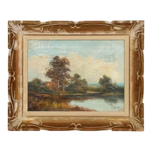 Edward Heaton, Landscape With Cottage, Oil Painting