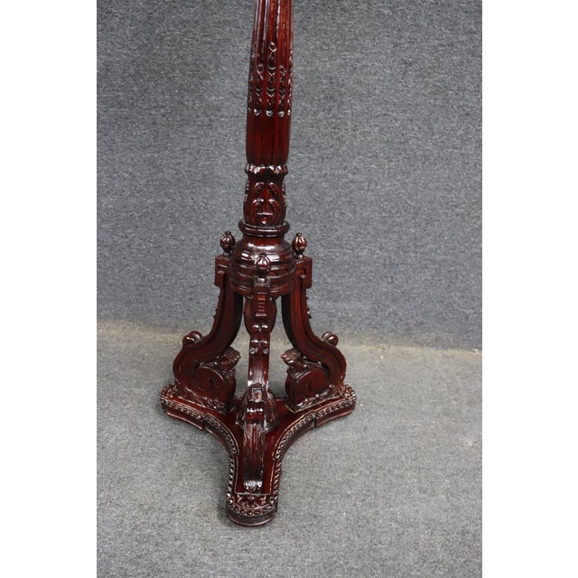 Late 20th Century Carved Mahogany Pedestal Plant Stand / Display Stand For Sale - Image 5 of 11