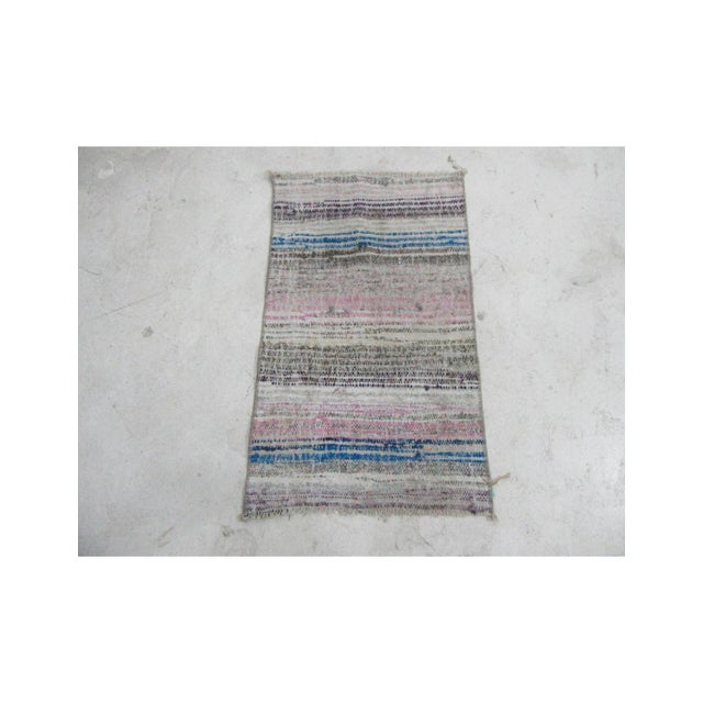 Decorative vintage mini rag rug from Adana region of Turkey. Approximately 45-55 years old. In very good condition. Rare...